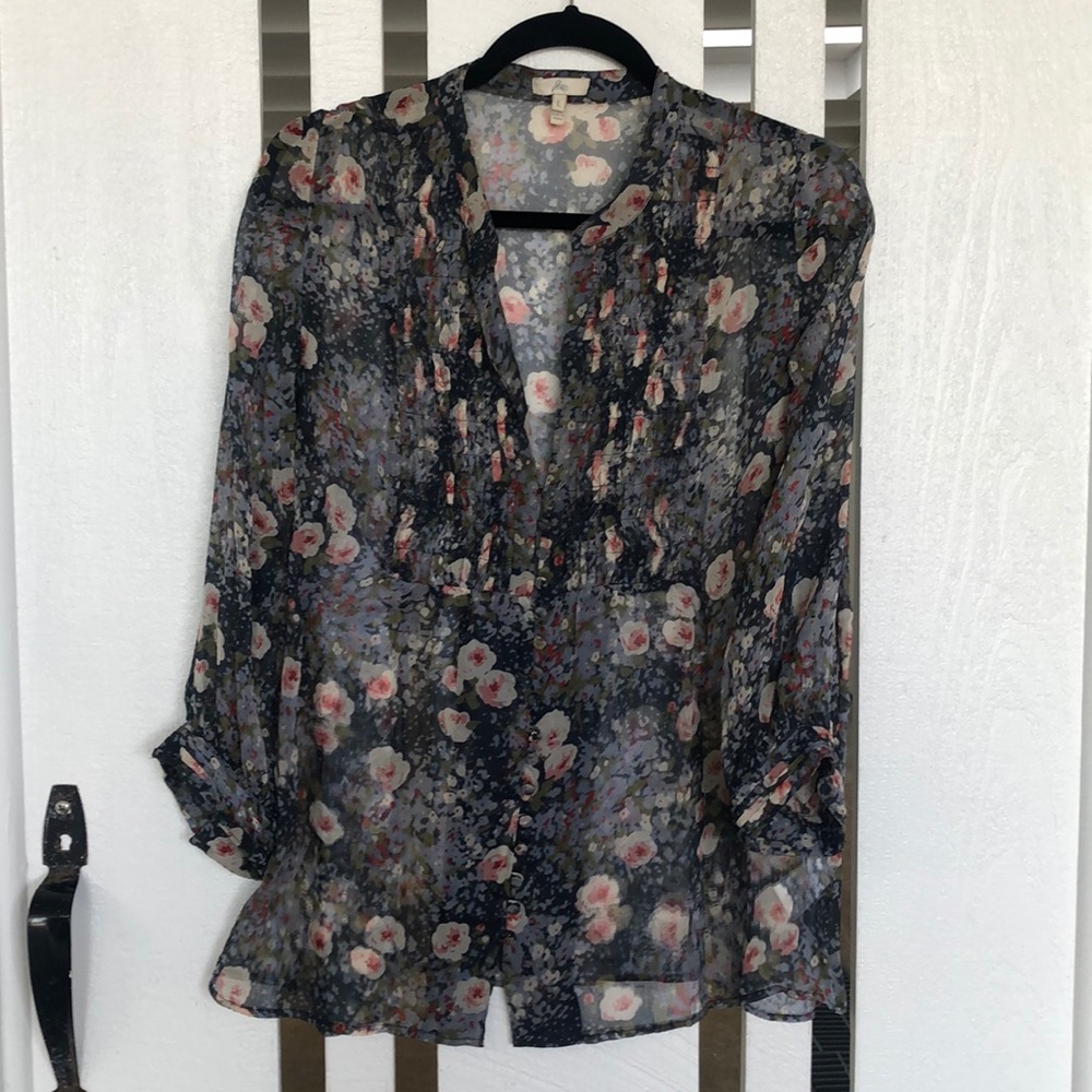 Joie 3/4 sleeve sheer blouse
